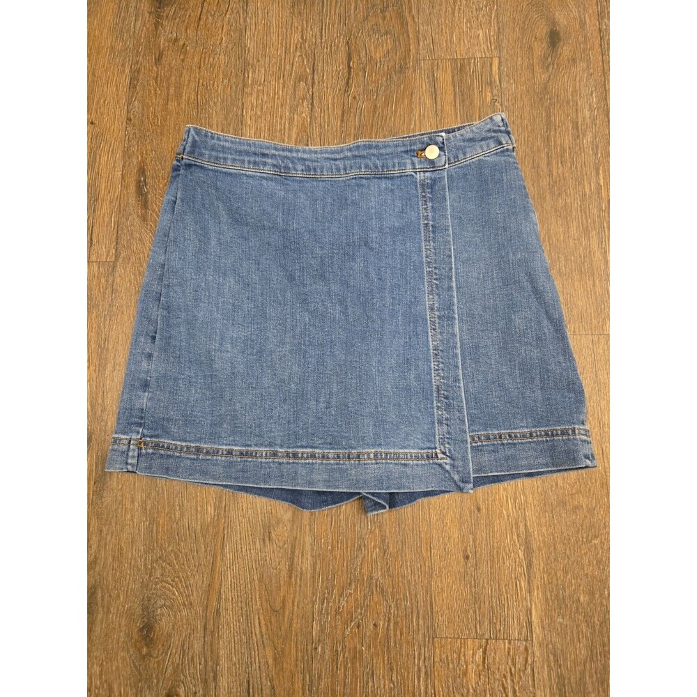 Talbots Womens Denim Skort Size 6 Summerweight Mid Rise Stretch Blue Skirt...